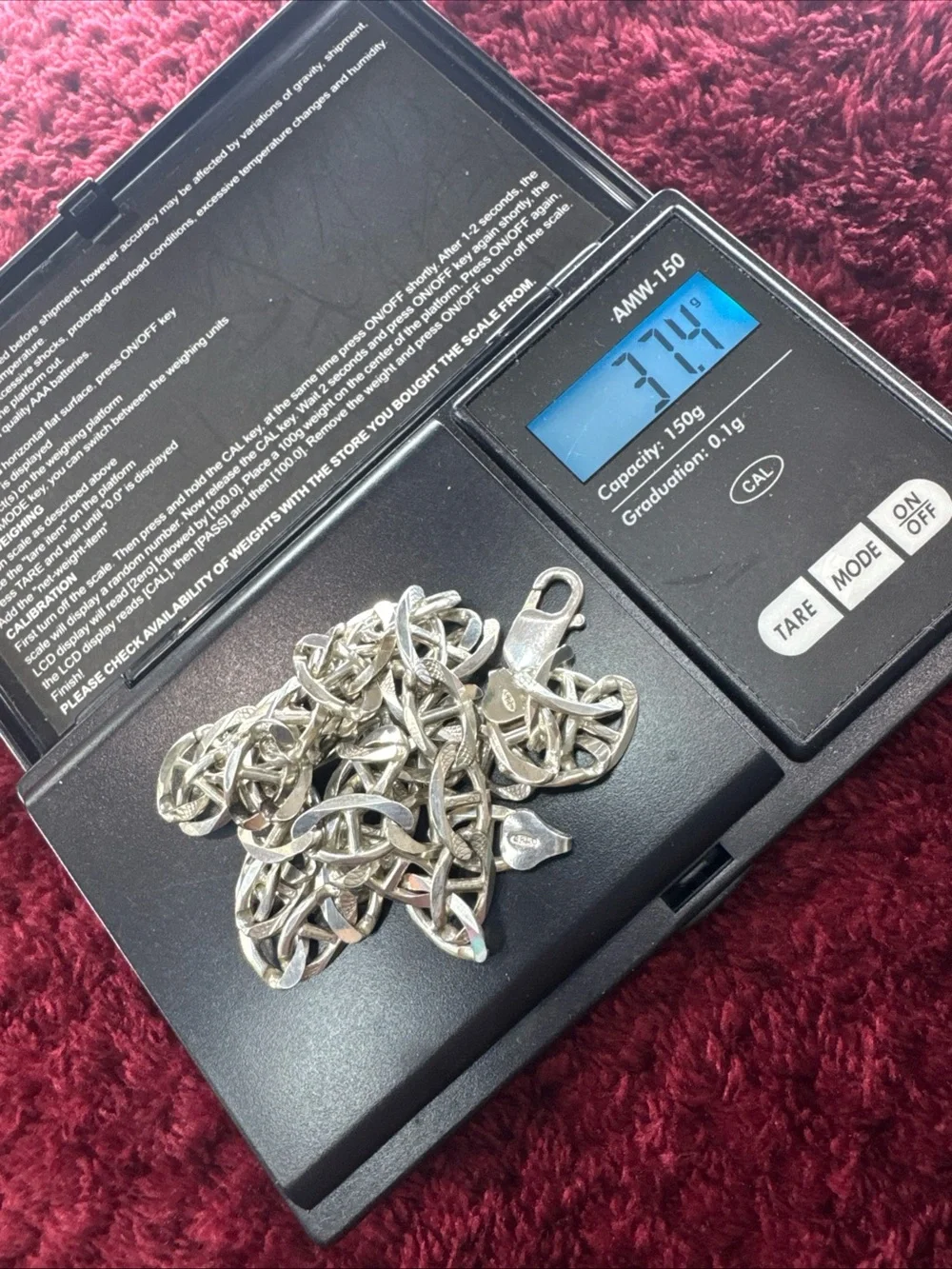 925 Sterling Silver Figaro Chain Necklace 22” 8mm 37.4g Two-Sided